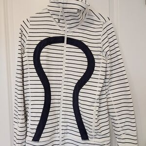 lululemon athletica White and Black Striped Sweater
